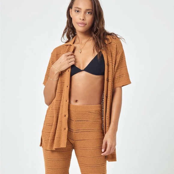 L*Space Brown Button Down Shirt - Picture 1 of 4